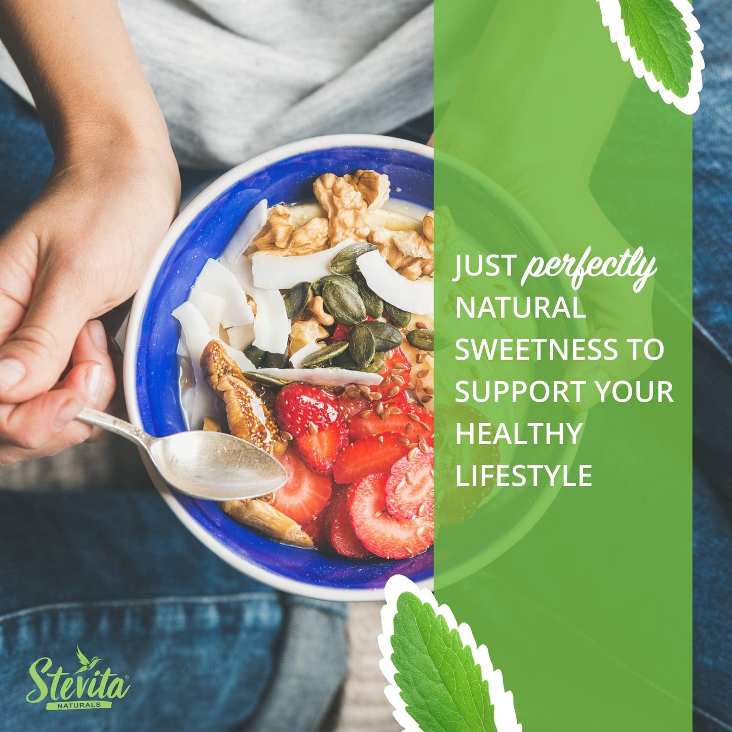 Stevita Organic Stevia - 50 Packets - Stevia & Erythritol All-Natural Sweetener, No Calories - USDA Organic, Non-GMO, Vegan, Ket