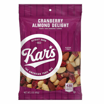 Kar   S Nuts Cranberry Almond Delight Trail Mix, 3 Oz Individual Snack Packs - Bulk Pack Of 42, Gluten-Free Snack Mix