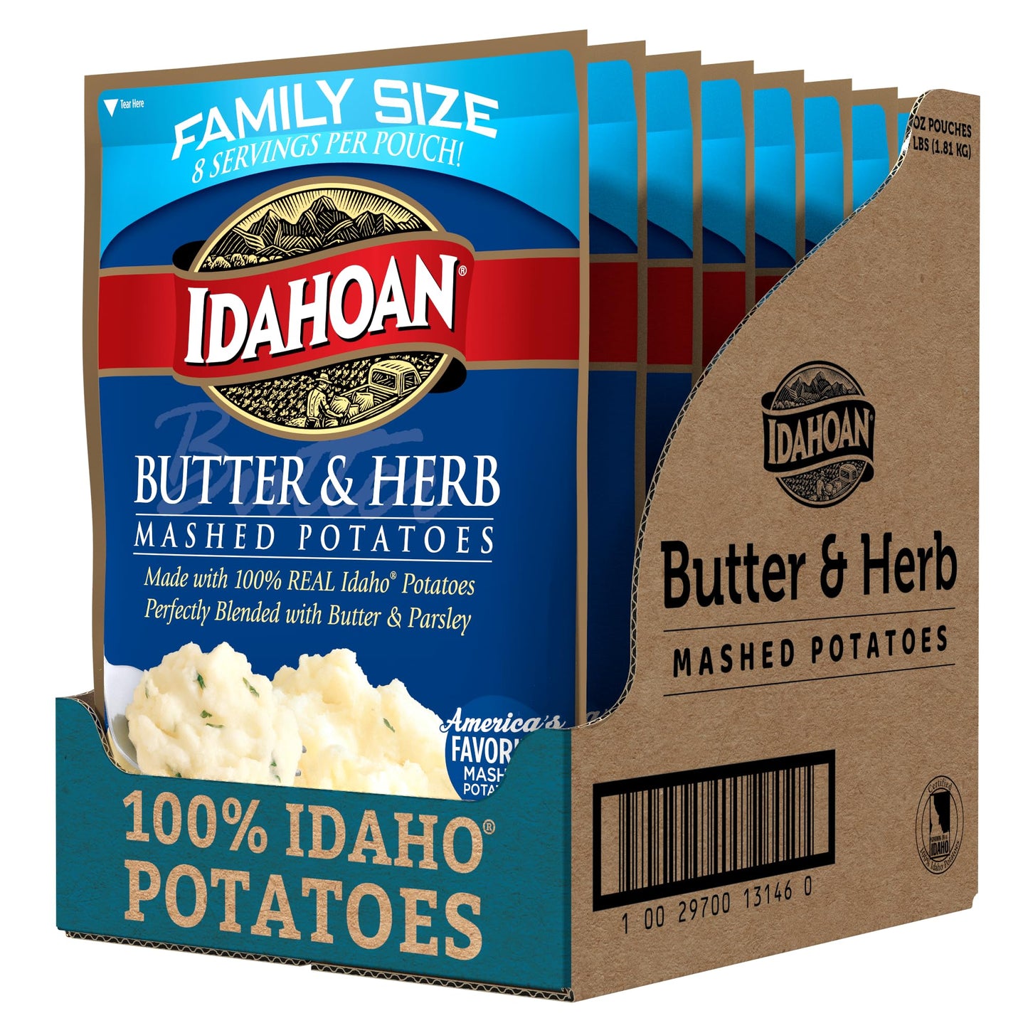 Idahoan Butter & Herb Mashed Potatoes Family Size, 8 oz (Pack of 8)