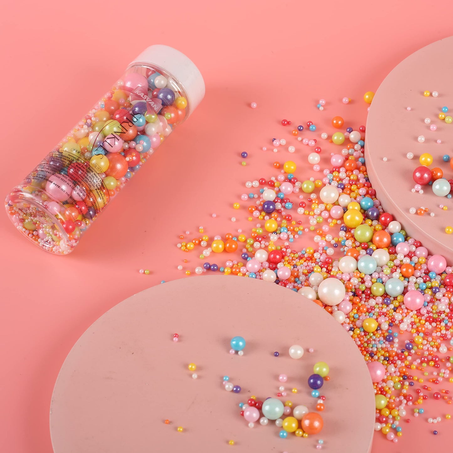Kasvan Mixed Pearl Sugar Sprinkles - Edible Candy Pearls 130G/4.58 Oz, Mix Size, Baking Cake Decorations, Ice Cream Toppings And