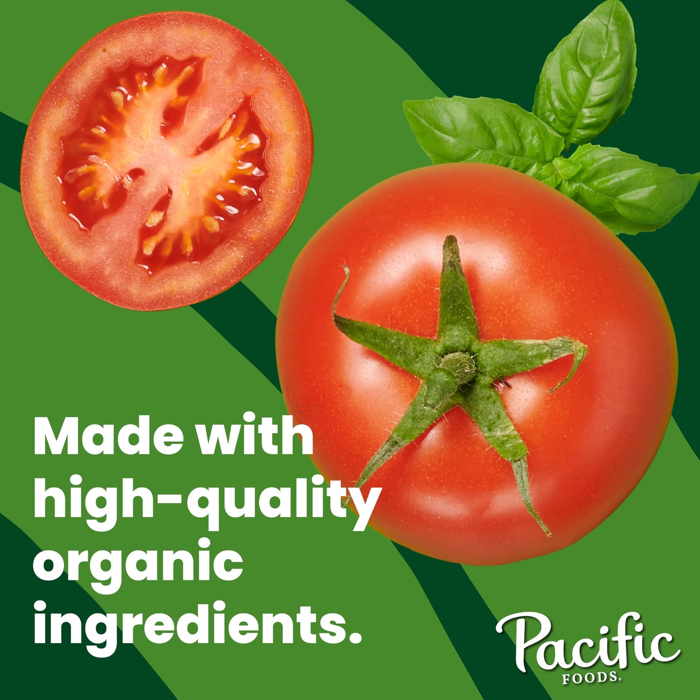 Pacific Foods Organic Tomato Basil Soup, Plant Based, 32 Oz Carton