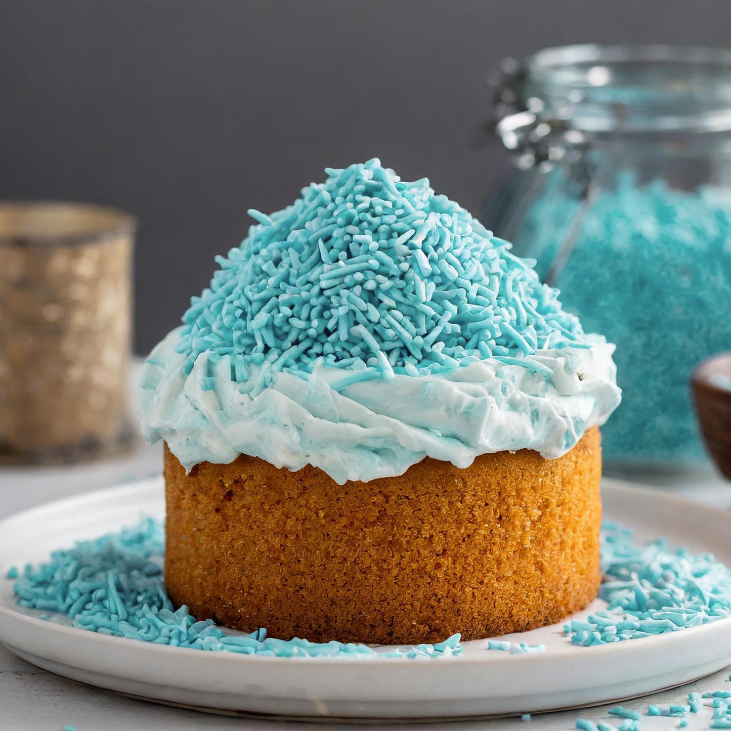 Blue Sprinkles Jimmies 1.98 Pounds Container, Blue Sprinkles For Cupcakes, Cake Sprinkles, Sprinkles For Baking, Ice Cream & Mor