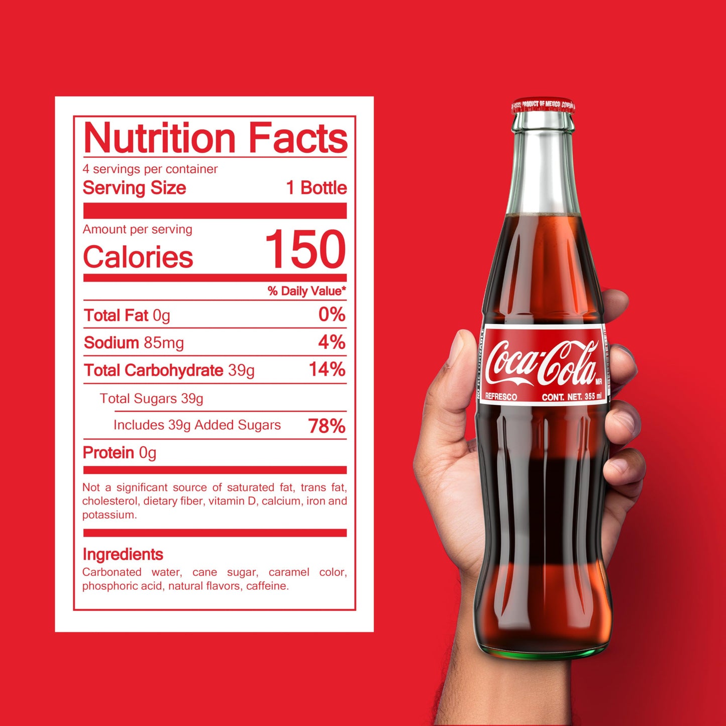 Coke de Mexico Glass Bottles  12 Fl Oz (Pack of 4)