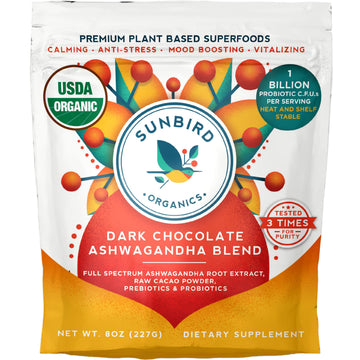 Sunbird Organics Chocolate Powder Smoothie Mix with Probiotics & Prebiotic Fiber, 8 Ounce