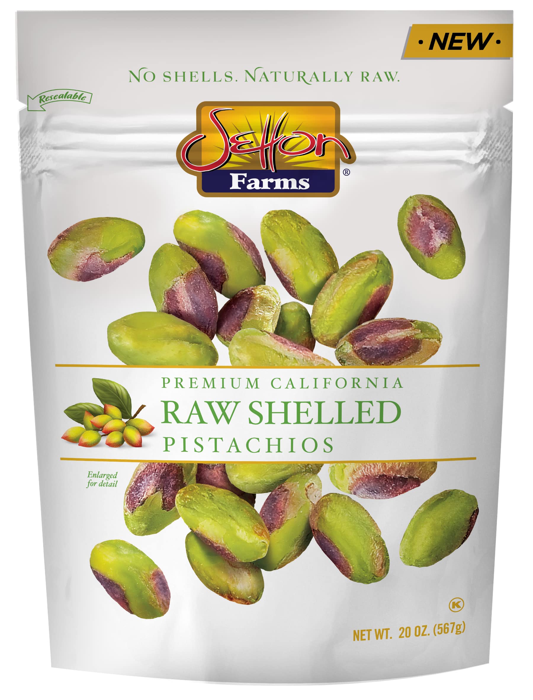 Setton Farms Shelled Pistachios, Non-GMO, Gluten Free, Vegan, 20 oz Value Bag, Raw