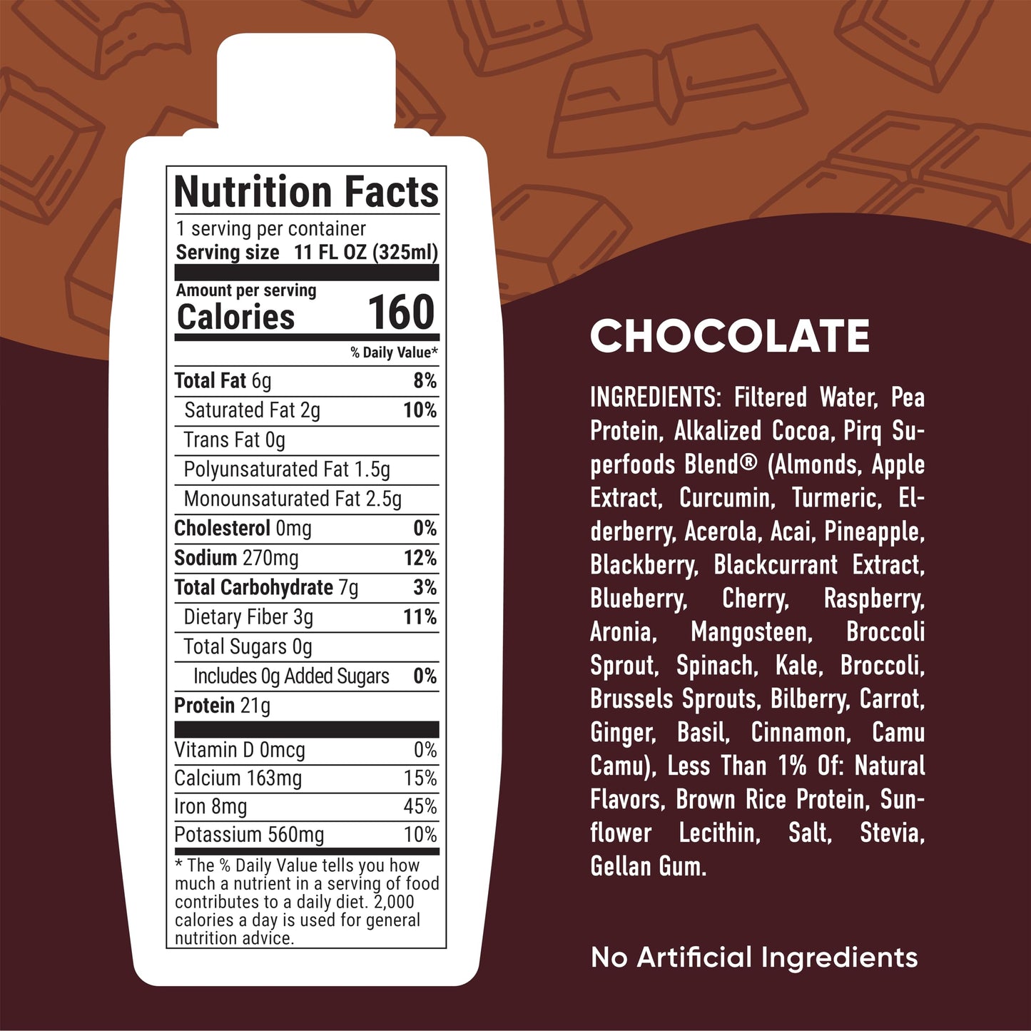 Pirq, 21g Dairy Free Protein Shake, 25 Superfoods, 0g Sugar, Plant-Based Protein Drink, Gluten-Free, Vegan, Kosher, Keto, Low Ca