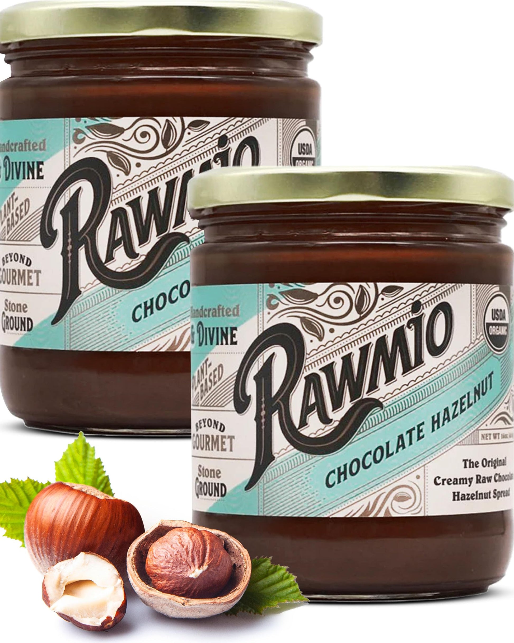 Rawmio Chocolate Hazelnut Spread - Silky Hazelnut Spread - 16 oz, Pack of 2