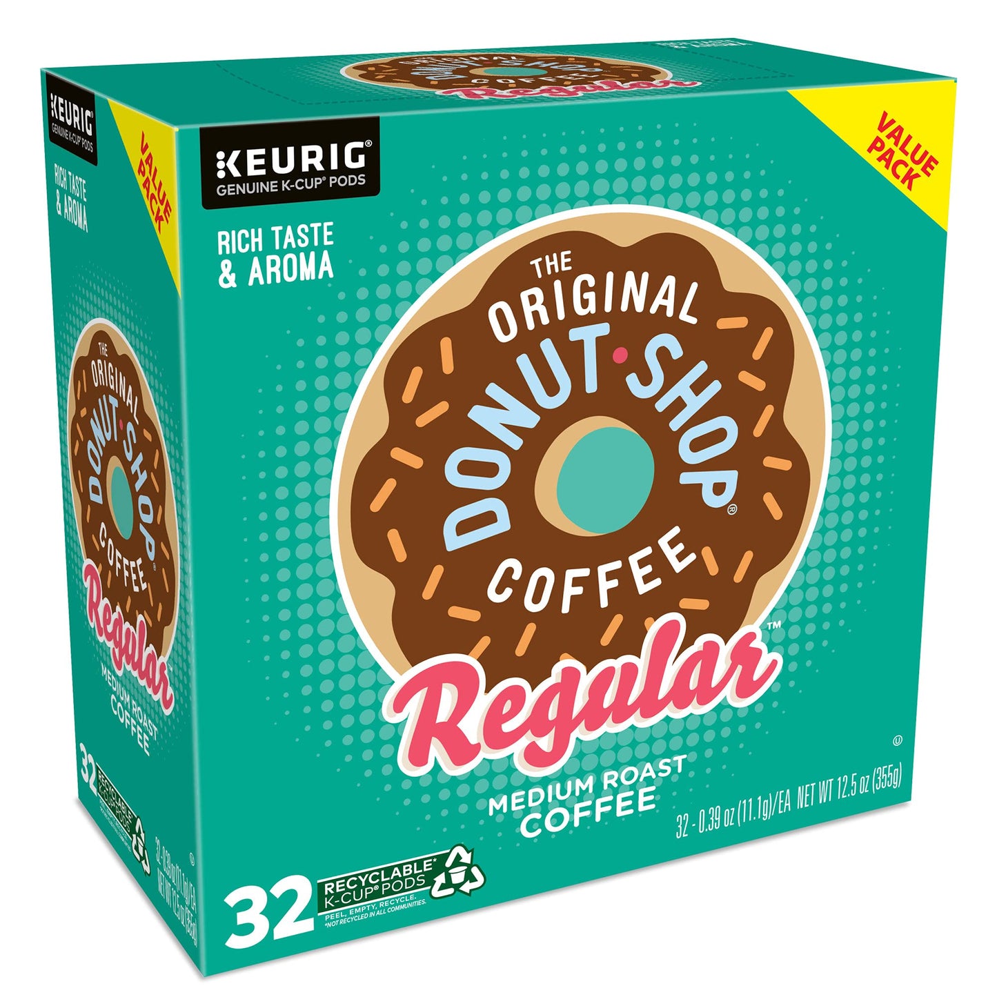 The Original Donut Shop Medium Roast Coffee Pods, 32 Count Single-Serve Keurig K-Cup Pods for a Perfect Brew