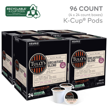 Tully'S Coffee Breakfast Blend Keurig Single-Serve K-Cup Pods, Light Roast Coffee, 96 Count (4 Packs Of 24)