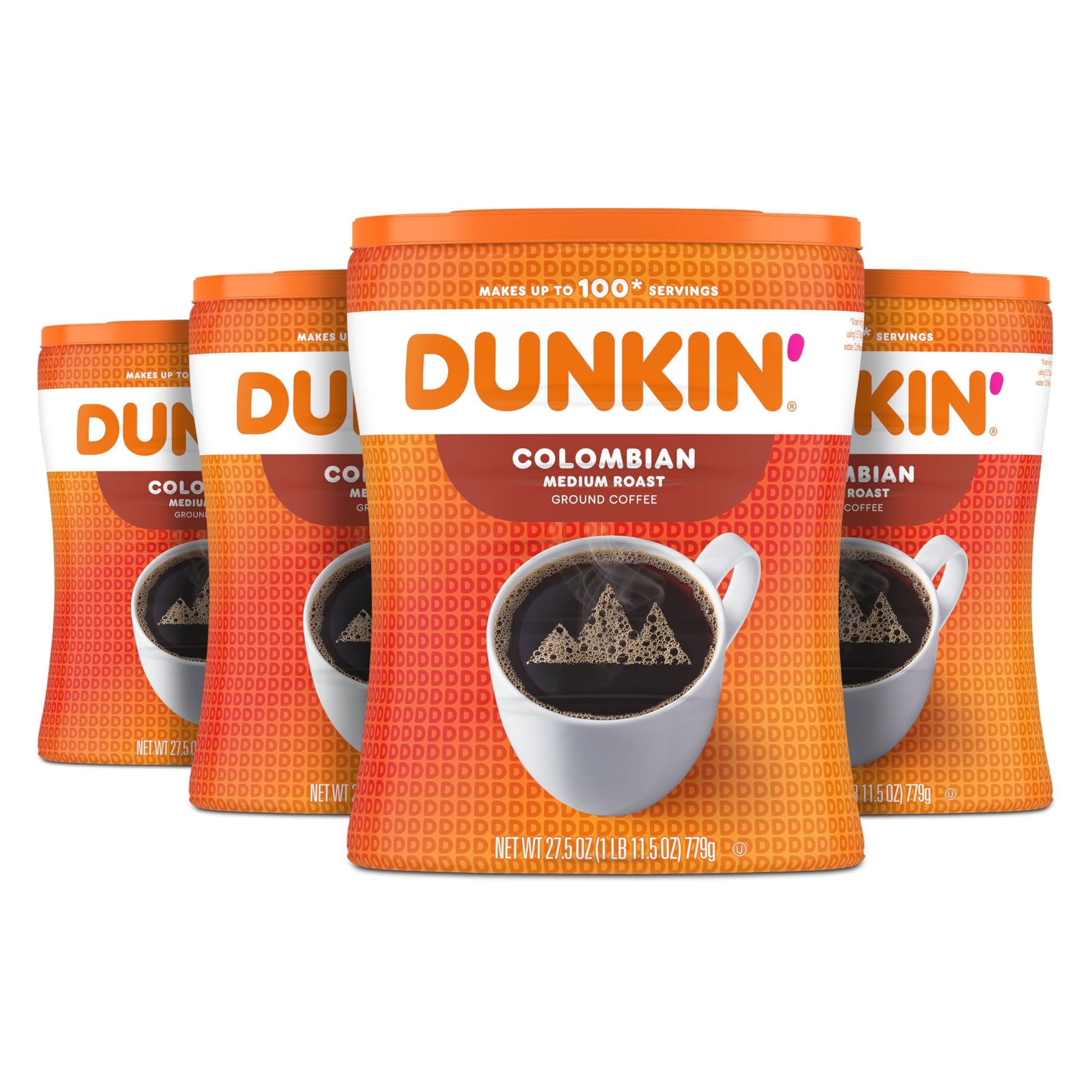 Dunkin  Colombian Medium Roast Ground Coffee, 27.5 Ounce (Pack of 4)