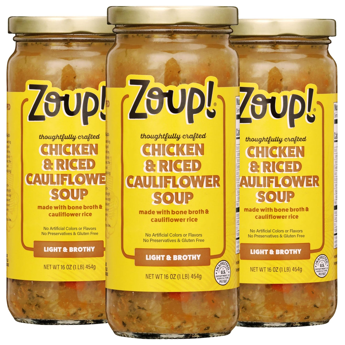 Chicken & Riced Cauliflower Soup By Zoup! Good, Really Good - No Artificial Colors Or Flavors, No Preservatives, Gluten Free Chicken & Riced Cauliflower Soup, 16 Oz Ready To Serve (3 Pack)