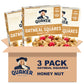 Quaker Oatmeal Squares Crunchy Whole Grain Breakfast Cereal, Honey Nut, 14.5 Oz Boxes (Pack of 3)