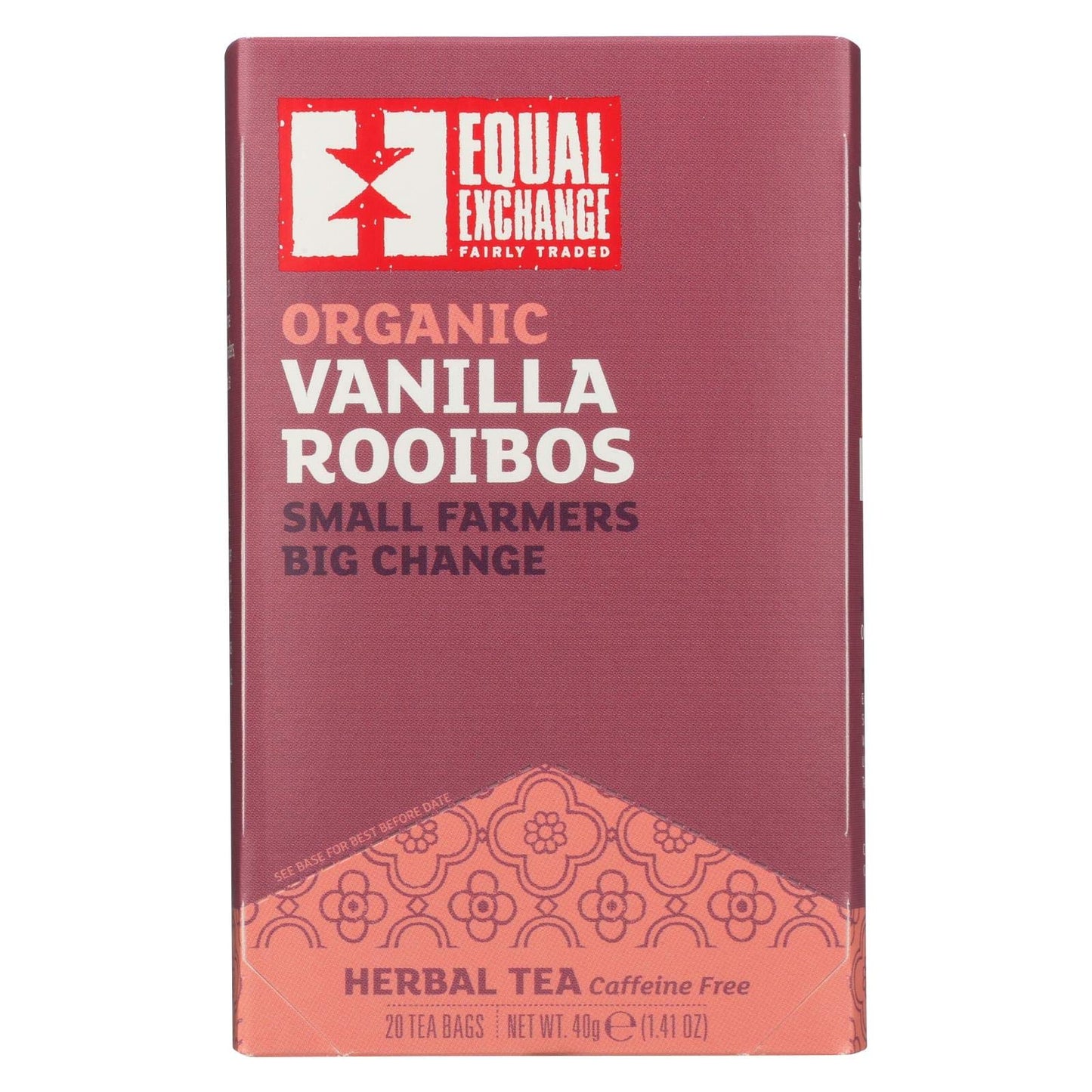 Equal Exchange Organic Vanilla Rooibos Tea - 20 Bags per Pack, Pack of 3, Model 13309