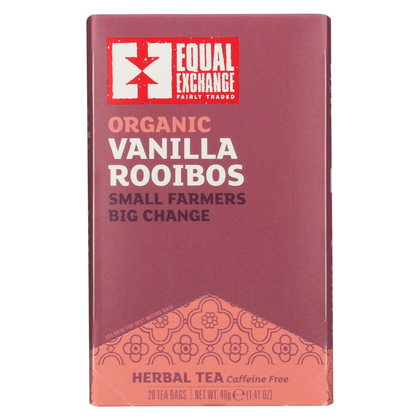 Equal Exchange Organic Vanilla Rooibos Tea - 20 Bags per Pack, Pack of 3, Model 13309