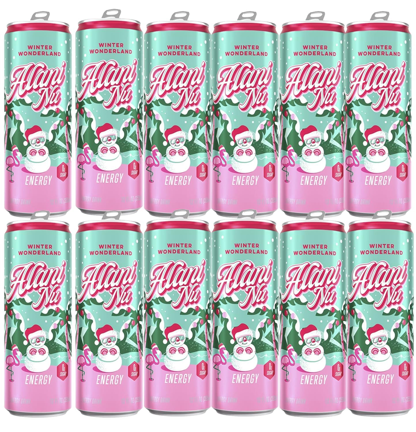 Alani Winter Wonderland Energy Drink Sugar Free, Low Calorie Energy Drinks - 12 fl oz Can, 12 Pack