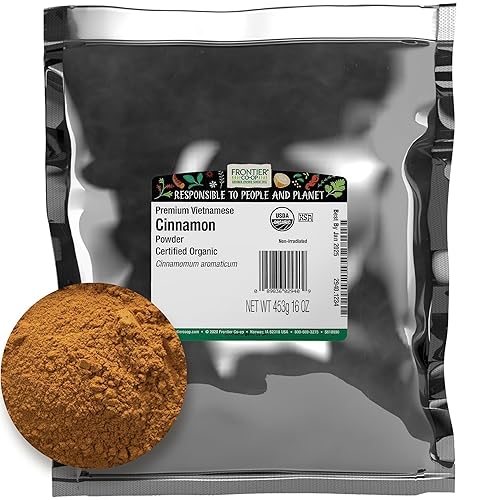 Frontier Co-Op Cinnamon Ground Vietnamese Premium Certified Organic Kosher Non-Irradiated  1 Lb. Bulk Bag  Cinnamomum Aromaticum