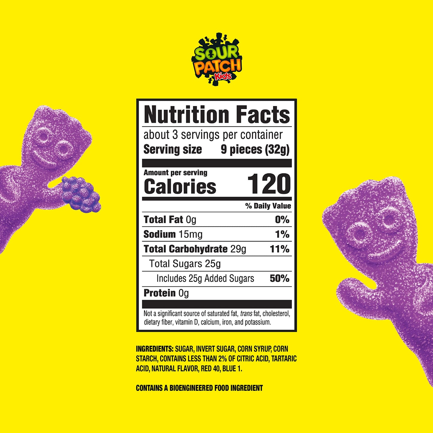 SOUR PATCH KIDS Grape Soft & Chewy Candy, Bulk Candy, 12 - 3.58 oz Bags