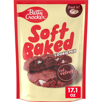 Betty Crocker Soft Baked Cookie Mix, Red Velvet, 17.1 oz, Holiday Baking