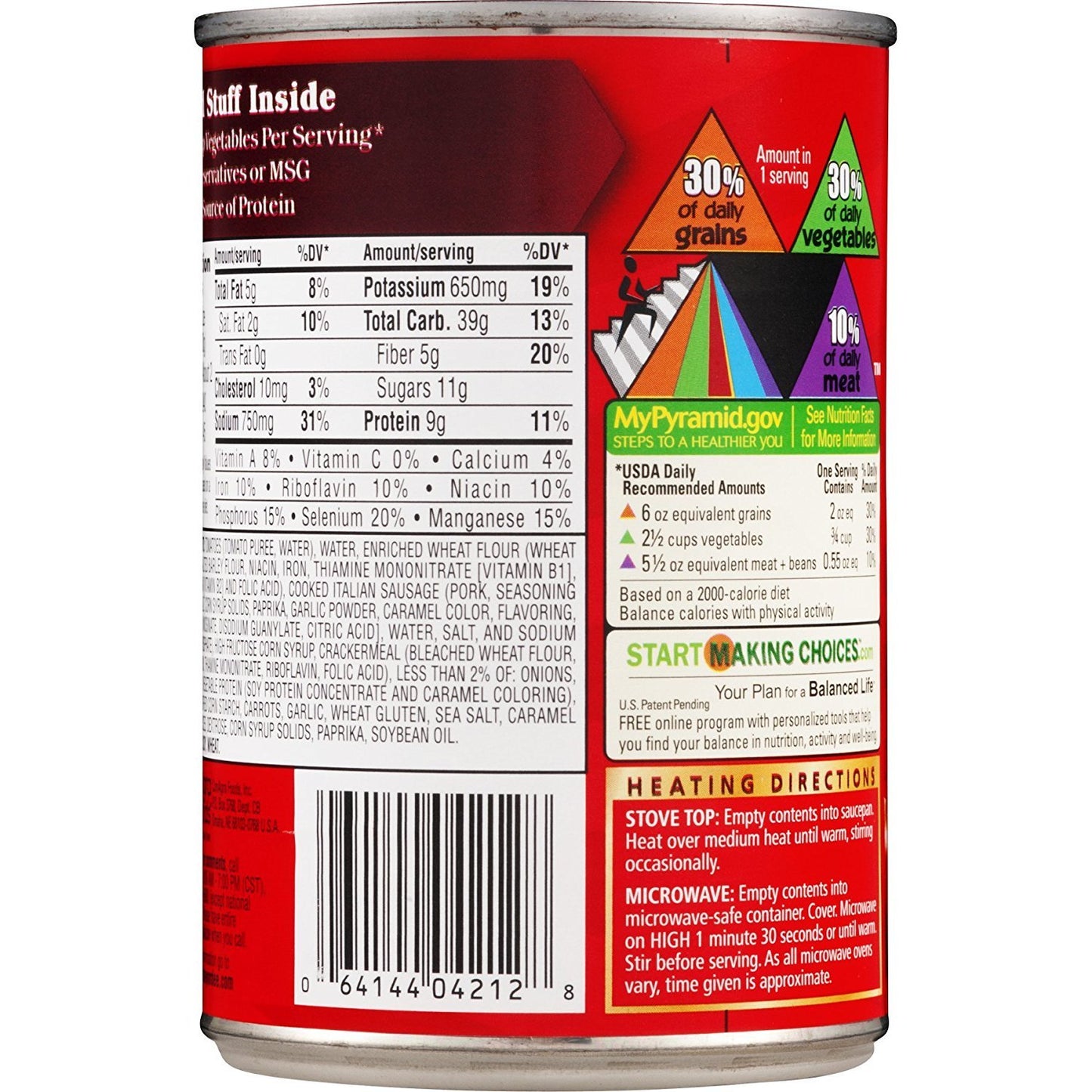 Chef Boyardee, Big Overstuffed Italian Sausage Ravioli, 15Oz Can (Pack Of 6)