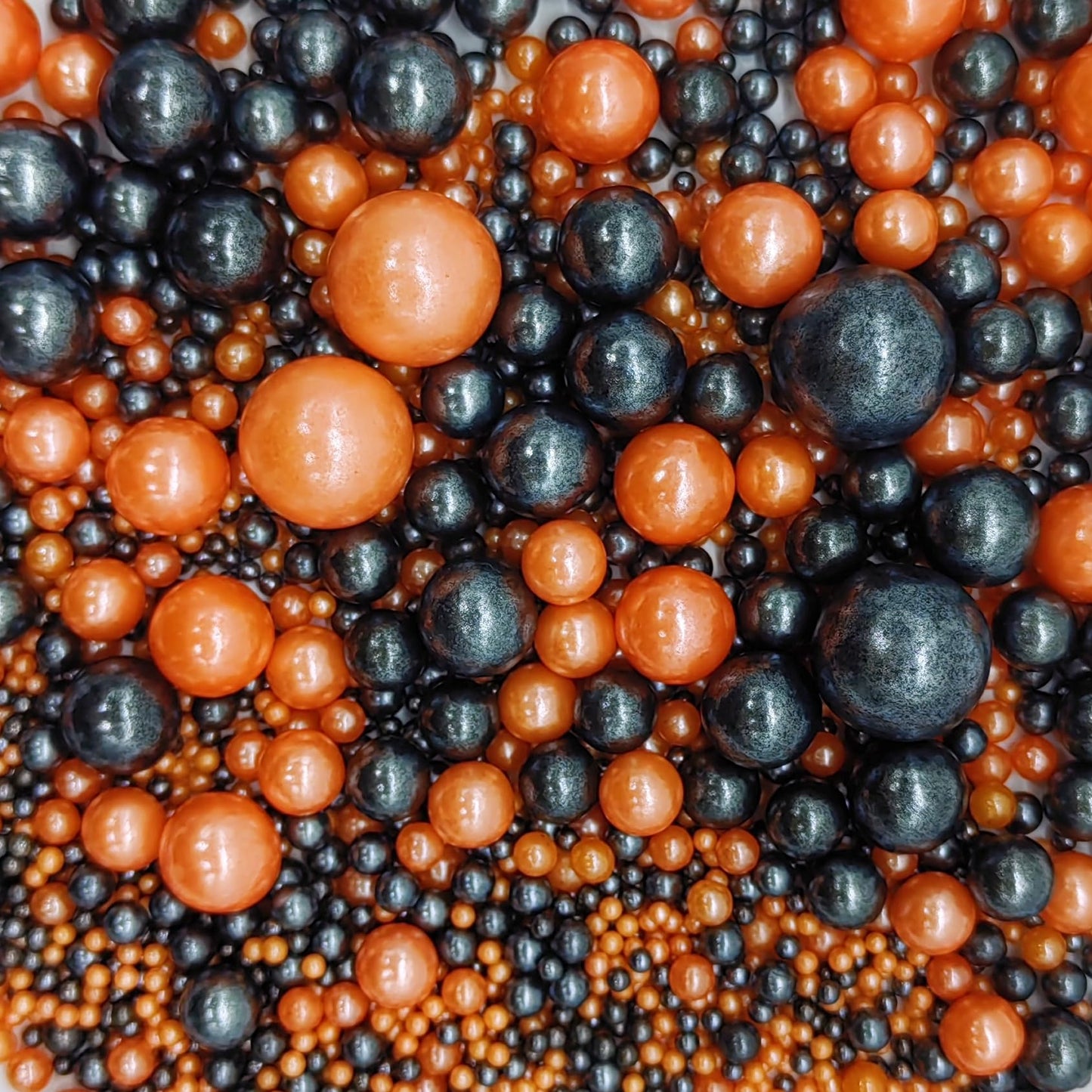 Edible Orange & Black Sugar Pearls Sprinkles Candy Mix Size Pearls Cake Decorations Cupcake Toppers Decorating Perfect for Weddi