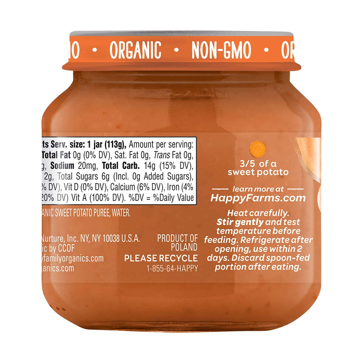 Happy Baby Organic Stage 1 Sweet Potatoes, 4 Oz