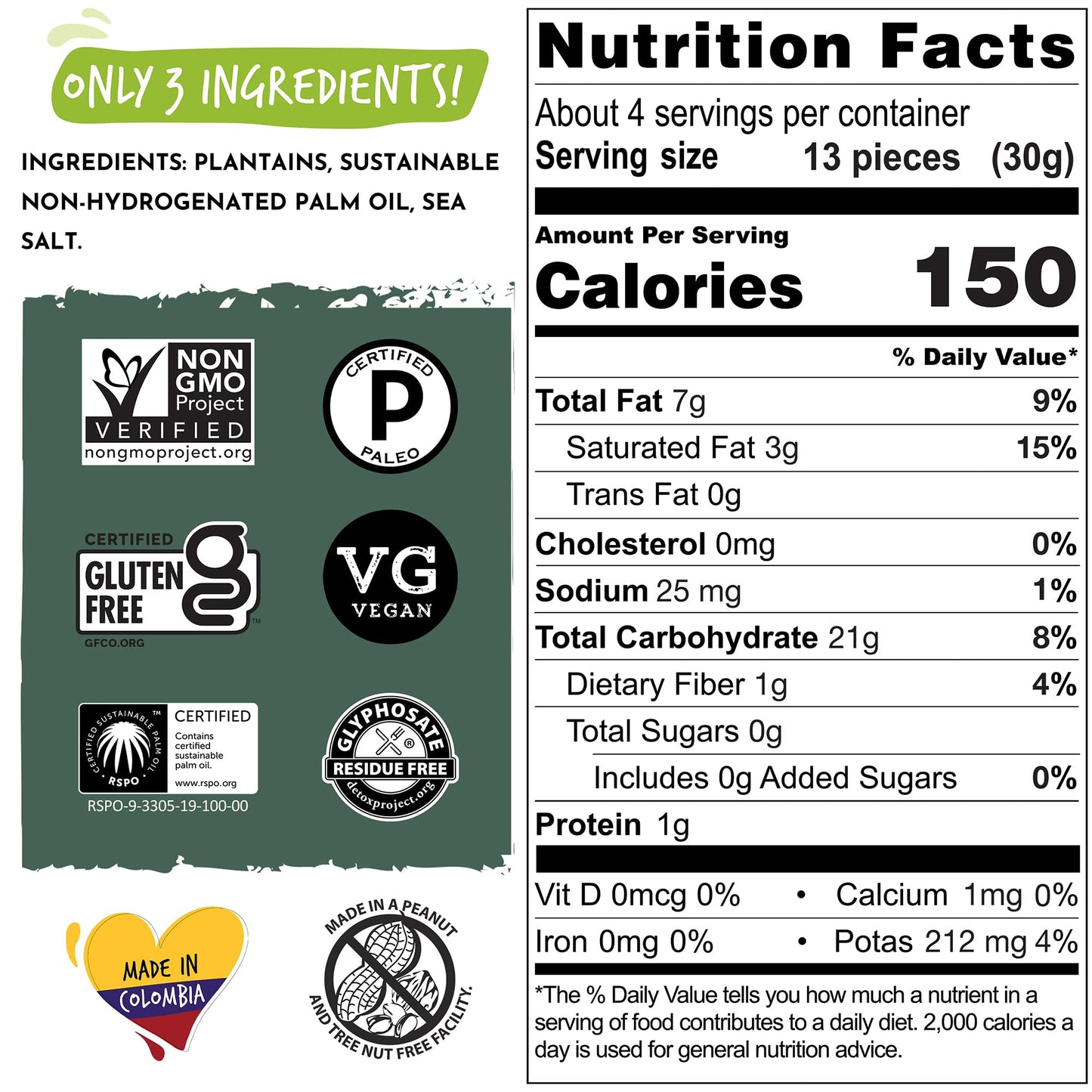 ARTISAN TROPIC Plantain Strips - Vegan, Paleo, Gluten Free Chips - Whole 30 Approved Foods Non-GMO Healthy Snack for Lunches, Di