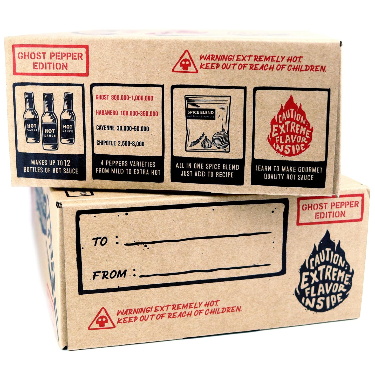 Deluxe Hot Sauce Making Kit, Ghost Pepper Edition, Gourmet Spice Blend, 3 Bottles, Fun Labels, Make your own, DIY, for Dad, Gran