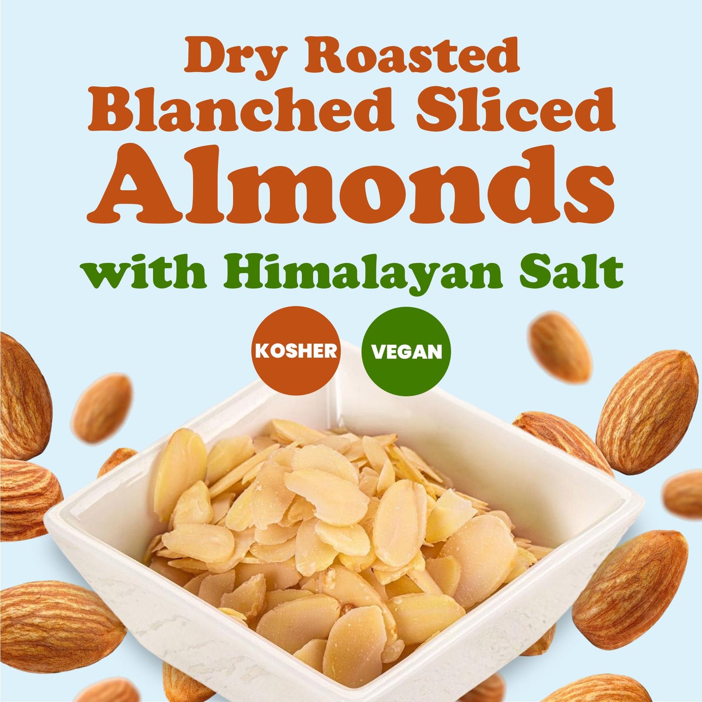 Food to Live Dry Roasted Blanched Sliced Almonds with Himalayan Salt, 6 Ounces - Perfectly Oven Toasted for Maximum Flavor, Ligh