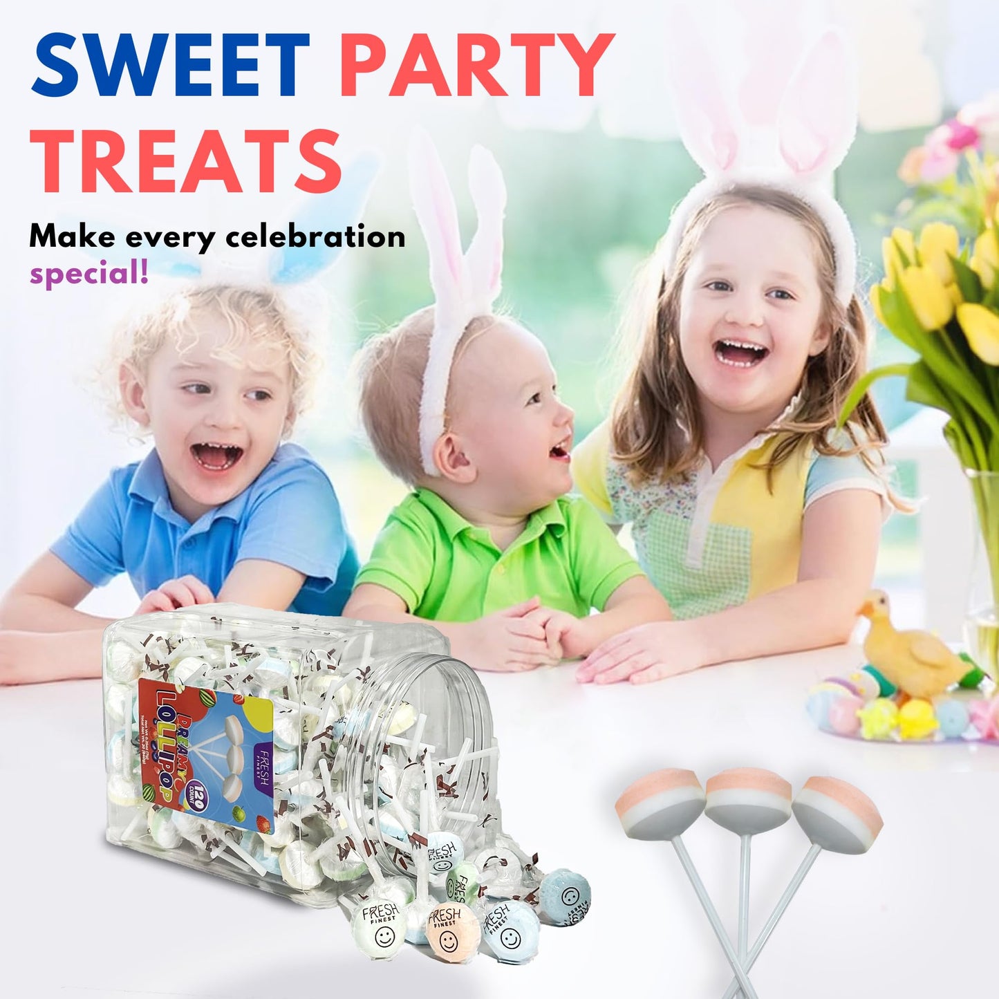 Fresh Finest Bulk Round Dreamy Lollipops - Individually Wrapped Lollipop Candy For Kids' Events, Festivities And Birthday Partie