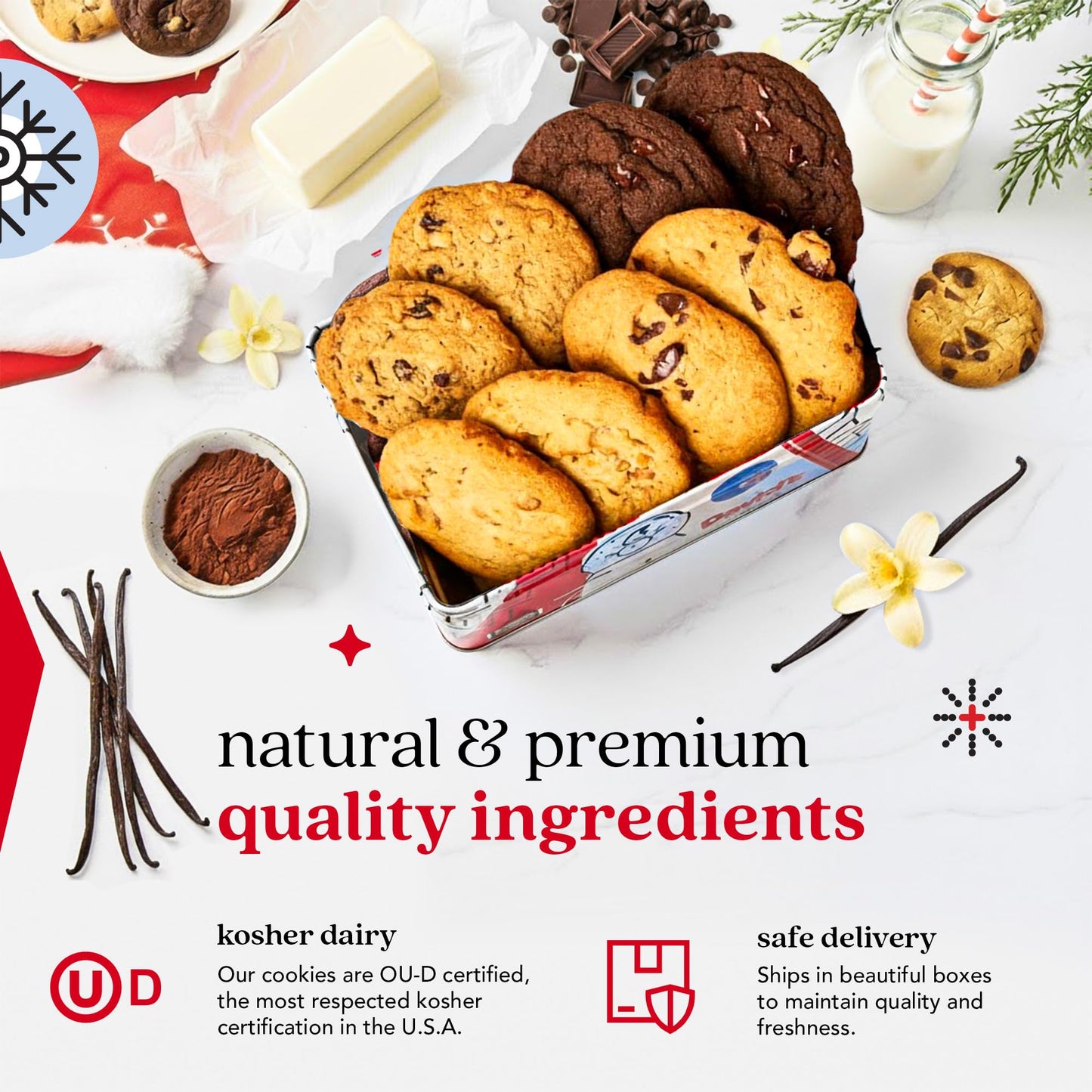 Davids Cookies Merry Christmas Assorted Cookies in Sweet Sampler Tin