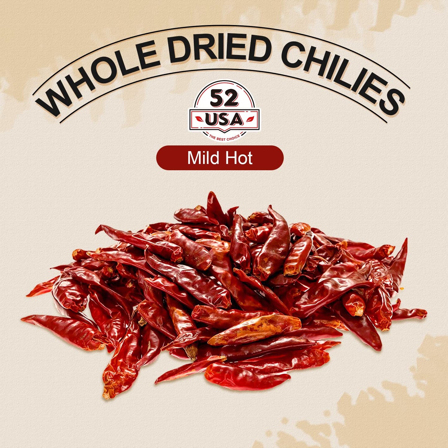 52Usa Szechuan Red Dried Chilis, Whole Chili, Mild Spicy Chinese Chili 4 Oz (Mild Hot)