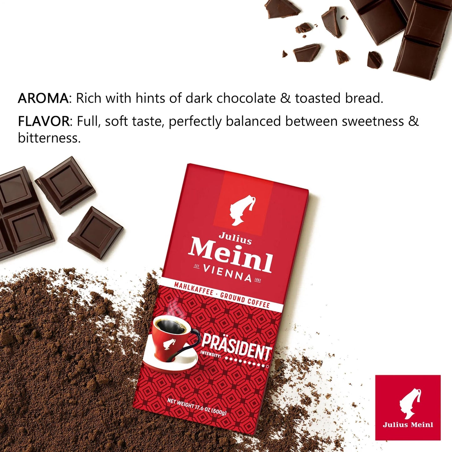 Julius Meinl President Medium Roast Ground Coffee 500Gr/17.6 Oz