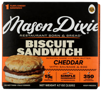 MASON DIXIE BISCUIT CO Cheddar Sausage Breakfast Sandwich, 4.7 OZ