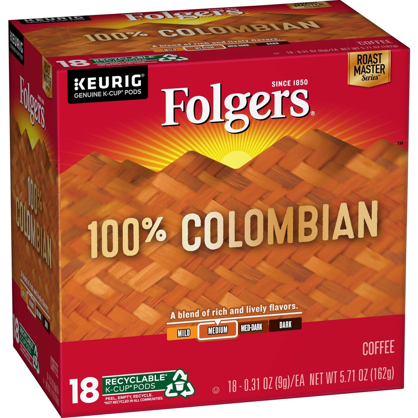 Folgers K Cups 100% Colombian Coffee for Keurig Makers  Medium Roast  72 Count