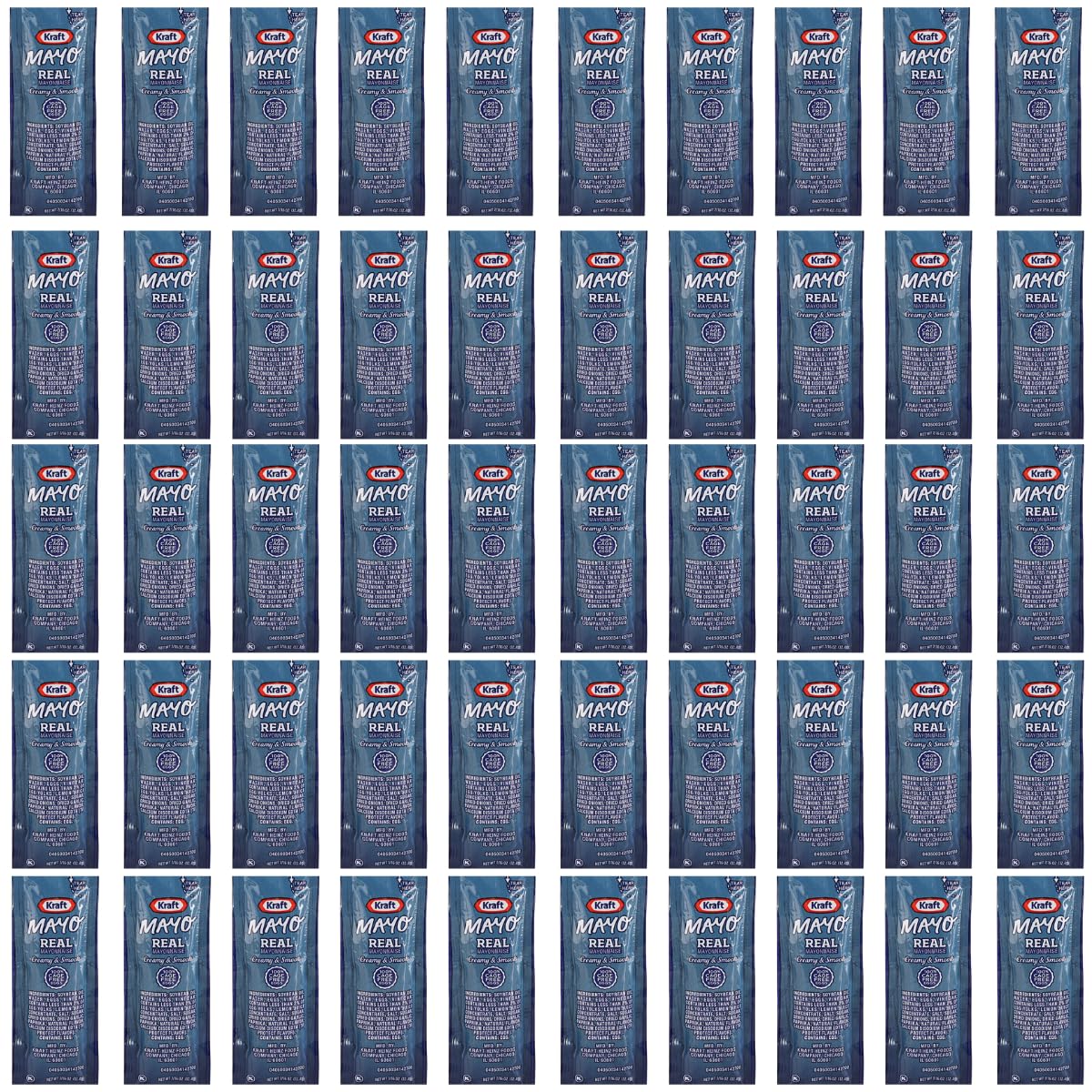 CHRONOS Real Kraft Mayo Packets - 50 Count Single Serve 7/16 Oz - Food Safe Slide Seal Bag Included