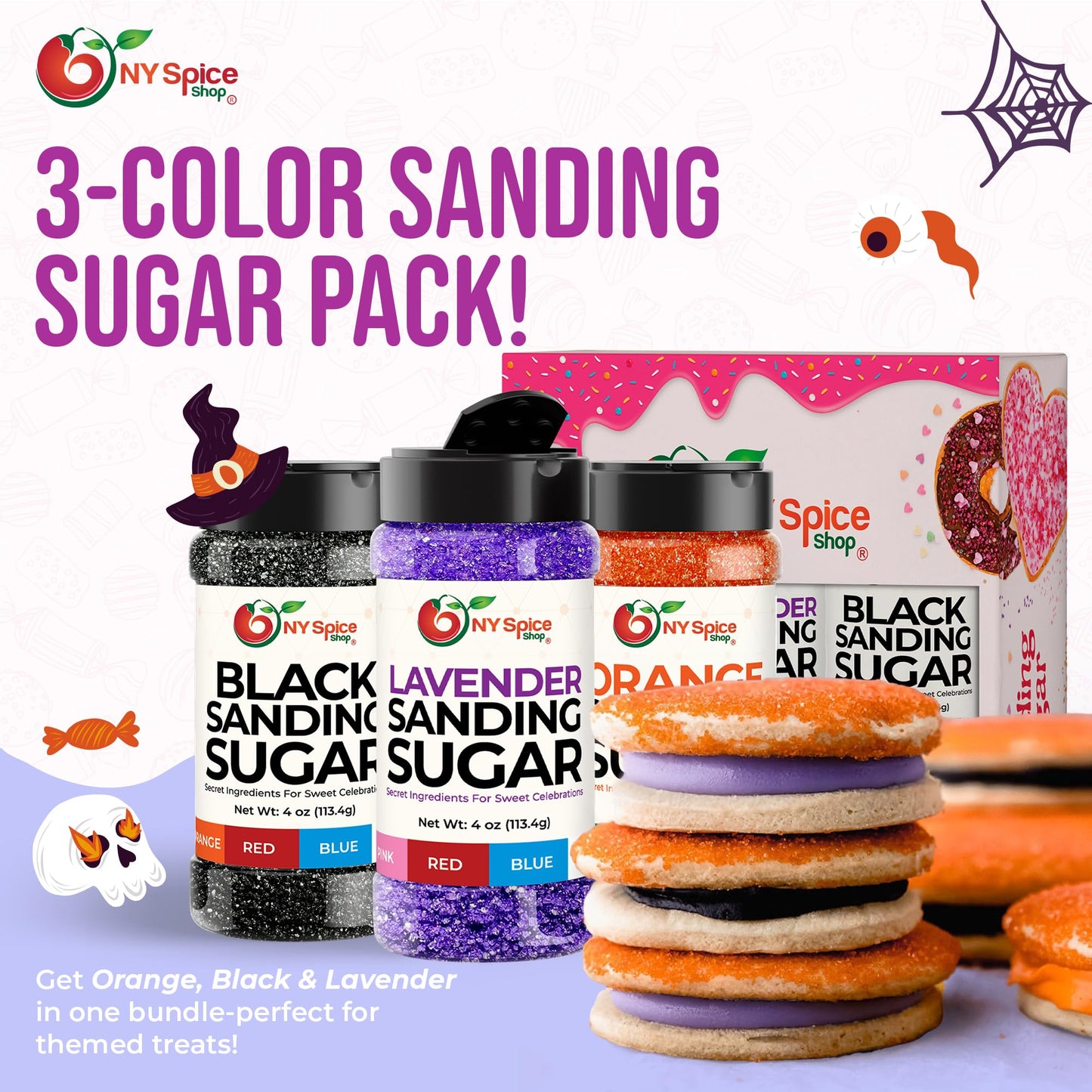 Ny Spice Shop Lavender Sanding Sugar For Memorial Day - 4 Ounce Sweet Colorful Edible Sprinkles For Candy Dish - Chocolate Sprin