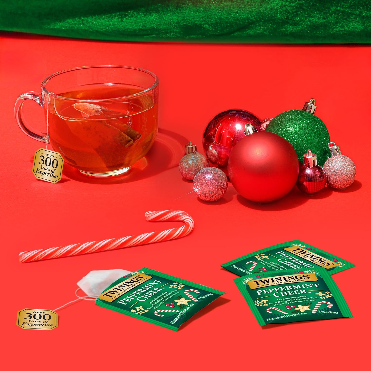 Twinings Peppermint Cheer Herbal Tea - Caffeine-Free, 20 Individually Wrapped Bags, Peppermint & Vanilla