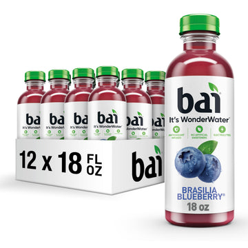 Bai Antioxidant Infused Water Beverage, Brasilia Blueberry, 18 Fl Oz Bottle, 12 Pack