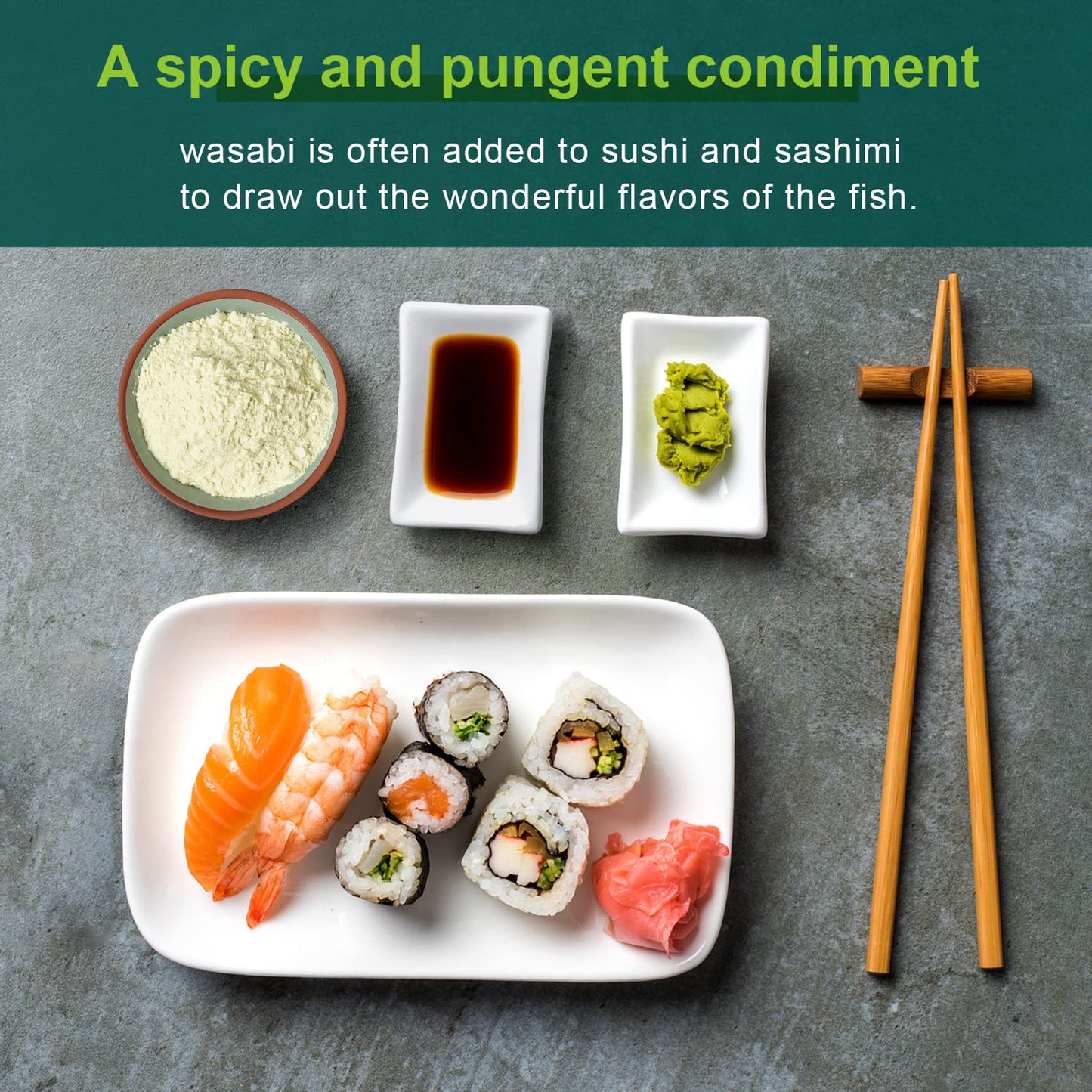 Soeos Wasabi Powder, Premium for Sushi & Sashimi, 8oz (227g), Green