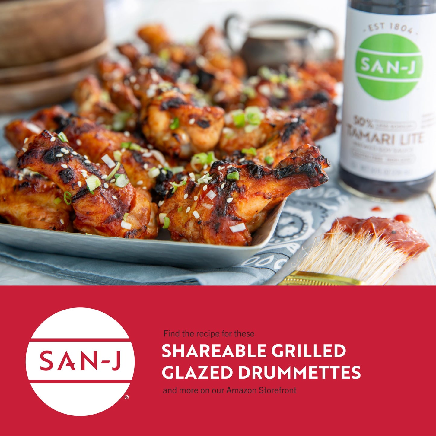 San-J - Gluten Free Tamari Lite Soy Sauce with 50% Less Sodium - Made with 100% Soy - Specially Brewed - 64 oz. Container