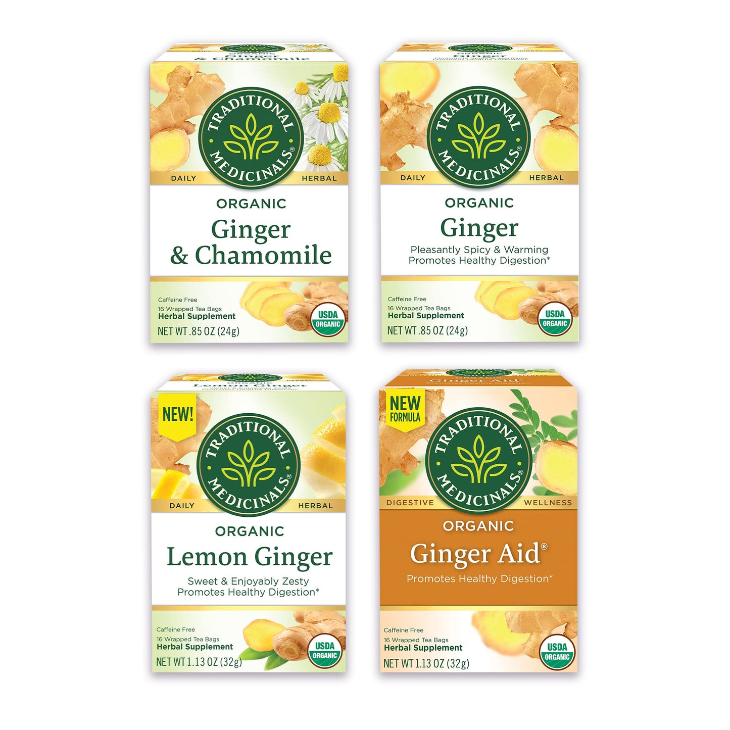 Traditional Medicinals Organic Flavor Blendger Tea Variety Pack Promoting Digestion & Nausea Support  64 Tea Bags (4 Pack)