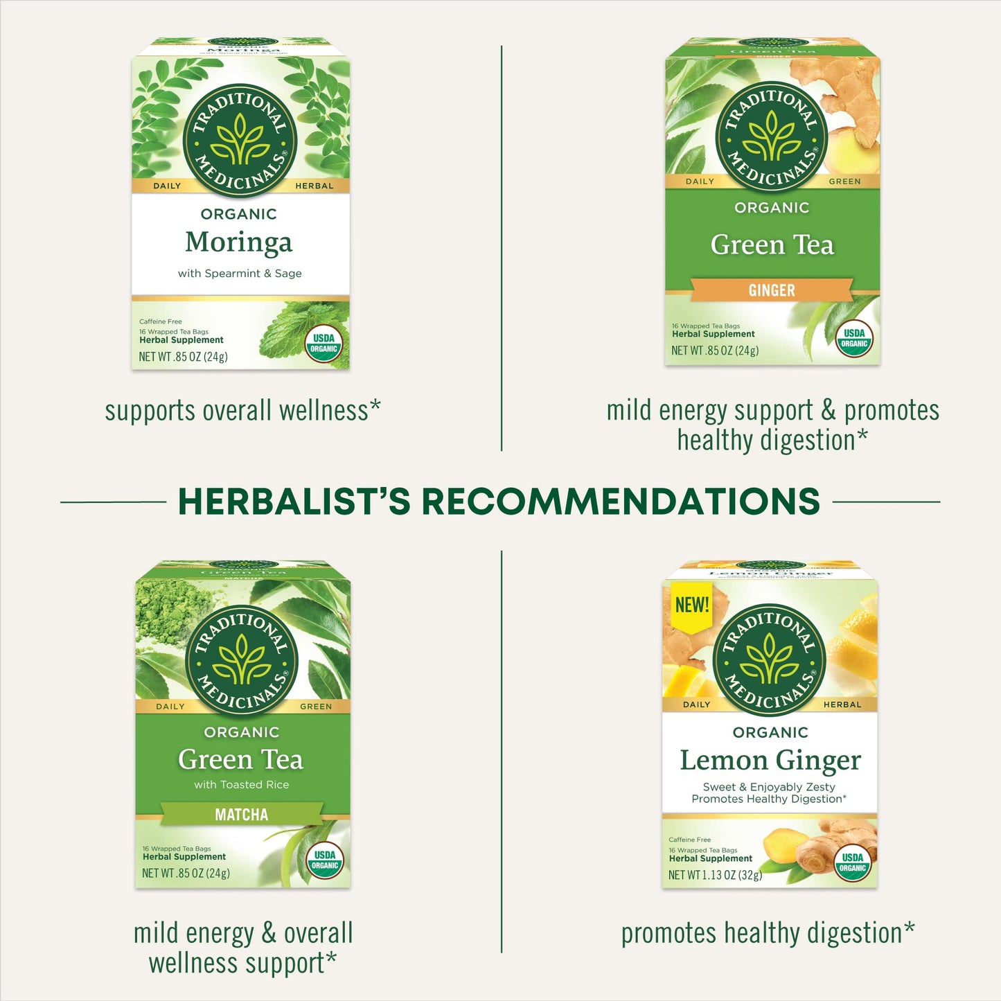 Traditional Medicinals Tea, Organic Green Tea Lemongrass, 16 Tea Bags