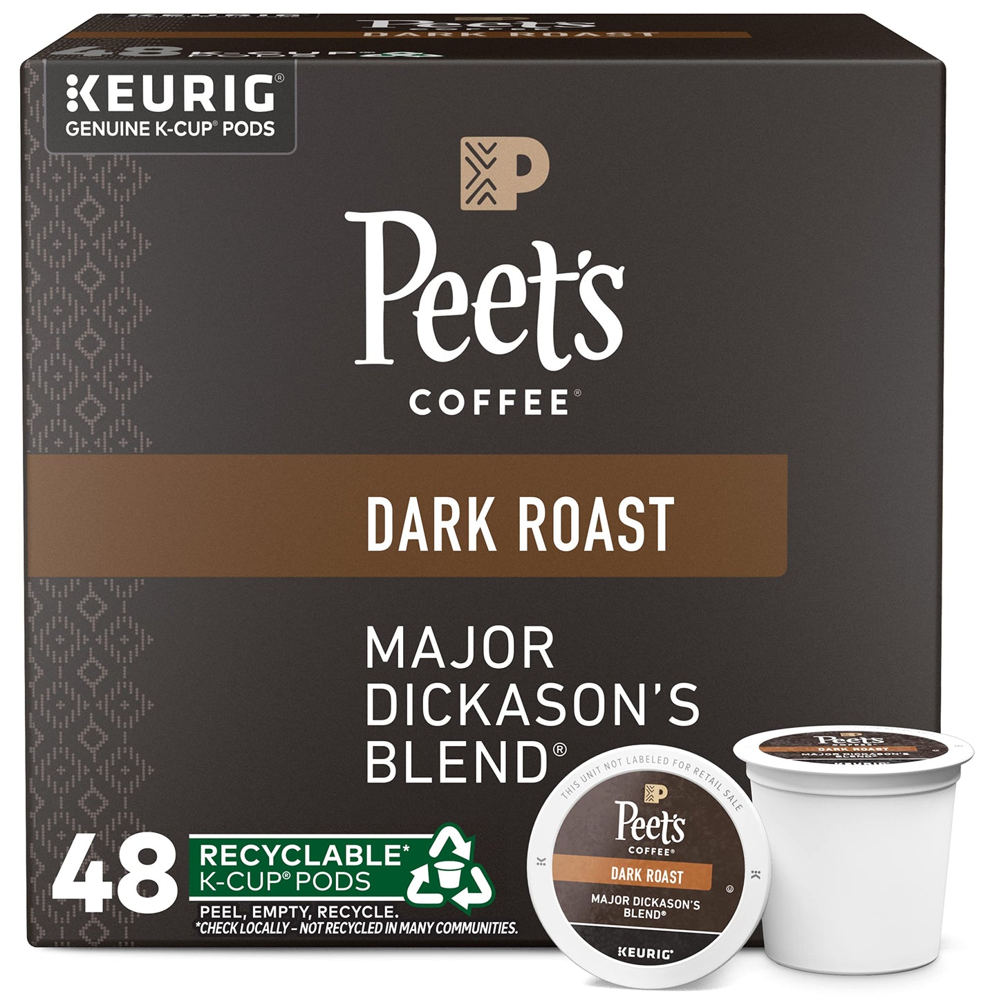 Peets Coffee Dark Roast K-Cup Pods Major Dickasons Blend 48 Count