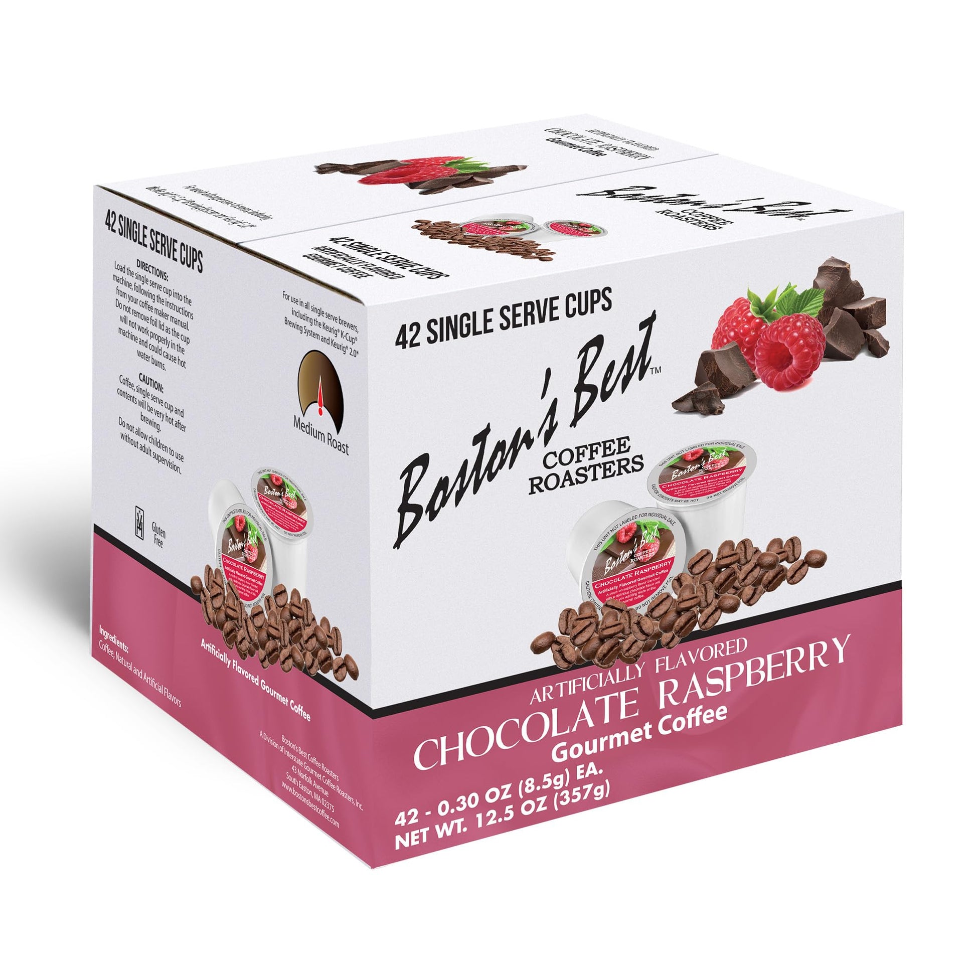 Bostons Best - Chocolate Raspberry Flavored Coffee Medium Roast Gourmet  Compatible With Keurig Coffee Maker  1 Count (42 Single Serve Cups)