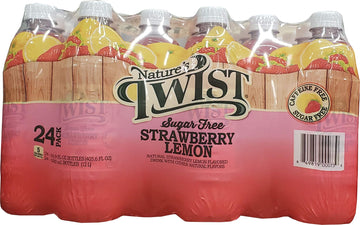Natures Twist Sugar Free Strawberry Lemonade - Caffeine Free, Low Sodium, 16.9 Fl Oz Bottles, 24-Pack