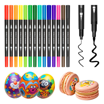 Edible Markers, 14 pcs Colorful Food Coloring Pens for Decorating Cookies, Fondant, Gum paste, Icing, Macarons, DIY Easter Eggs,