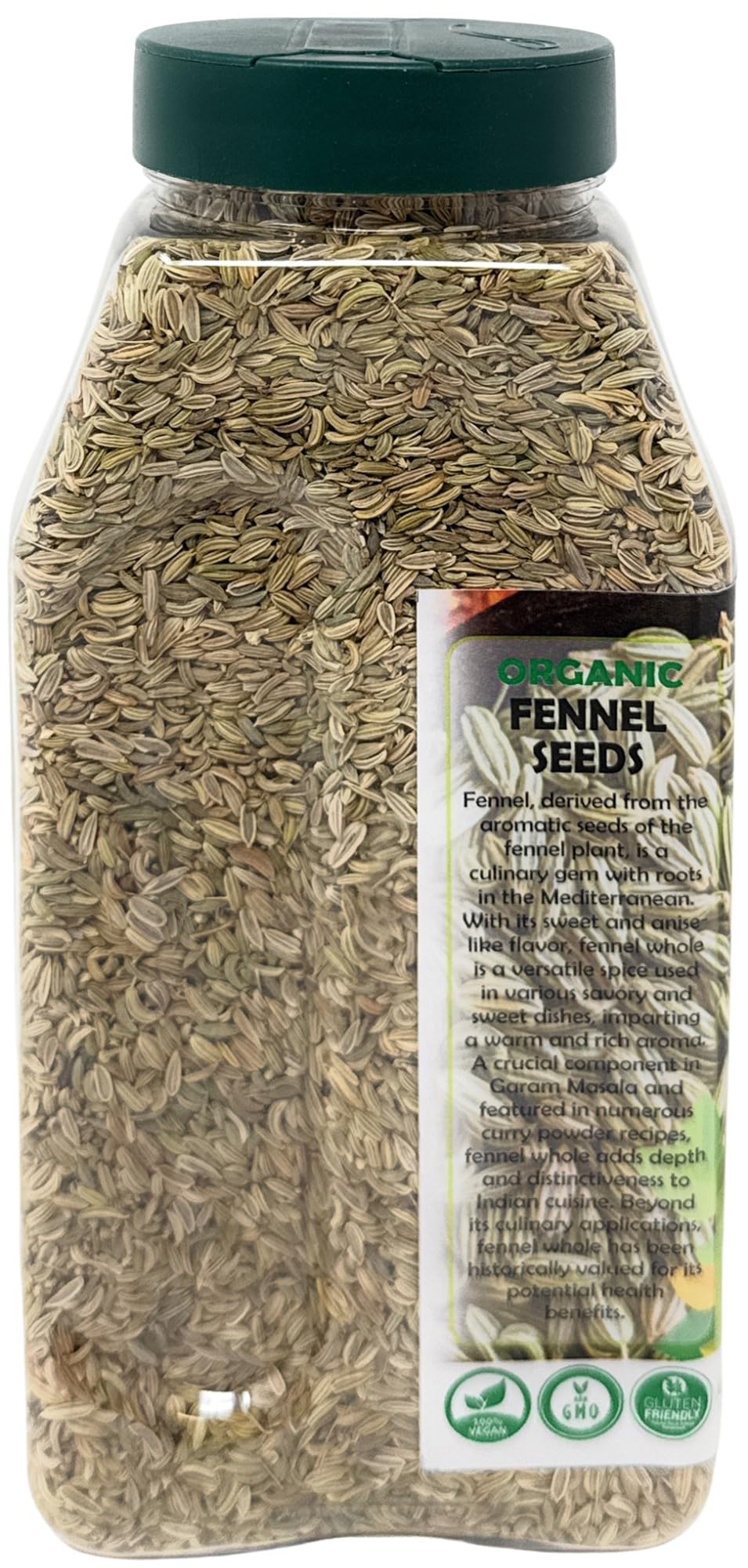 Rani Organic Fennel Seeds (Saunf Sabut) Whole Spice 16Oz (1Lb) 454G Pet Jar ~ All Natural | Vegan | Gluten Friendly | Non-Gmo |