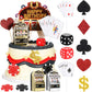 Gersoniel Casino Cake Decorations Set - 21 Pieces, Mini Slot Machine, Poker Chips, Dices, Plastic, Perfect for Las Vegas Theme Parties