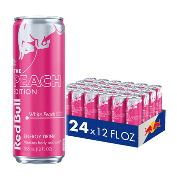 Red Bull White Peach Summer Edition Energy Drink  with 114mg Caffeine plus Taurine & B Vitamins  12 Fl Oz  Pack of 24 Cans