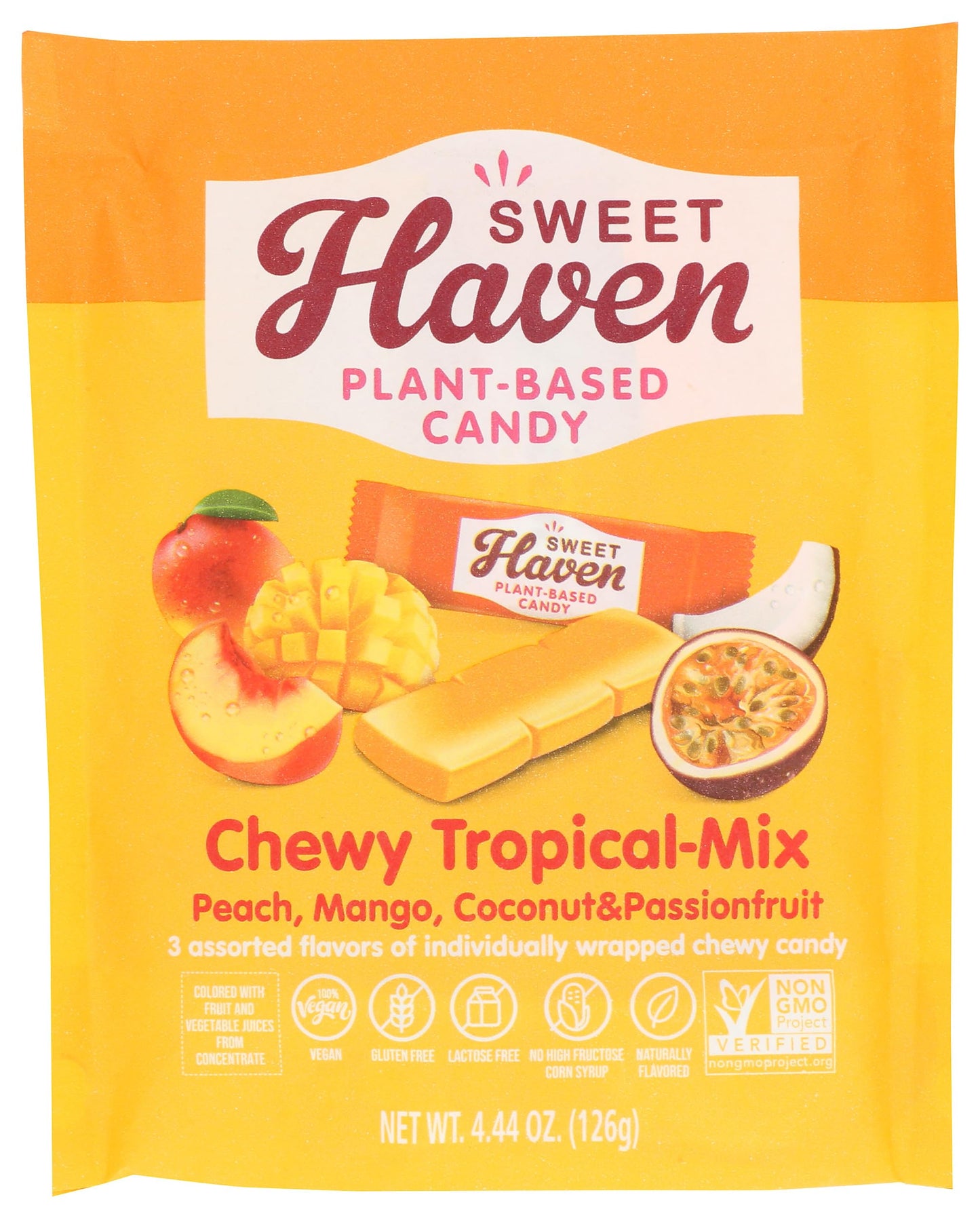 Sweet Haven Plant-Based Candy, Chewy Tropical-Mix, Naturally Flavored, Vegan Friendly, Gluten Free & Non-GMO, 4.44 Ounce (Pack o